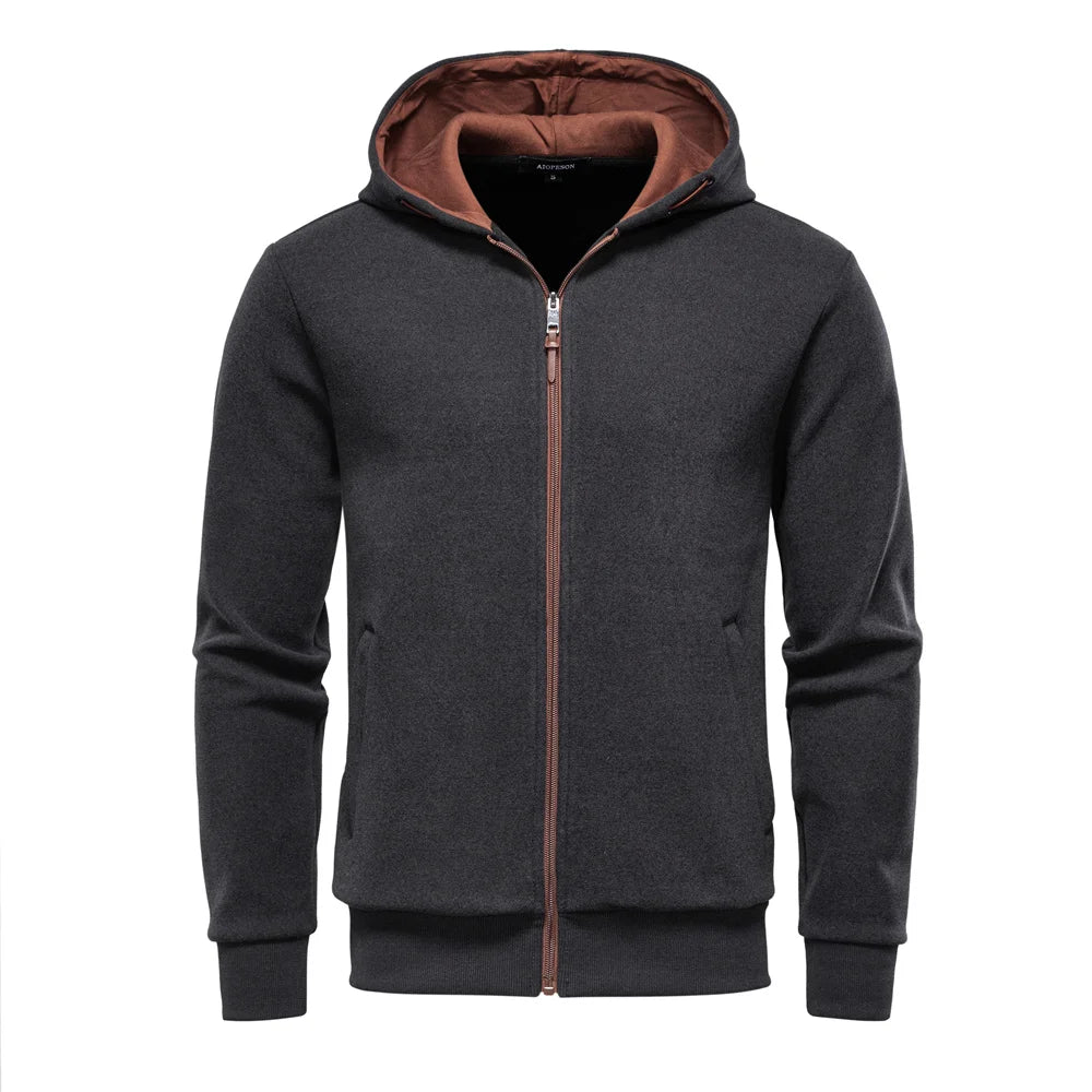 Men's Thick Hooded Zip Sweatshirt