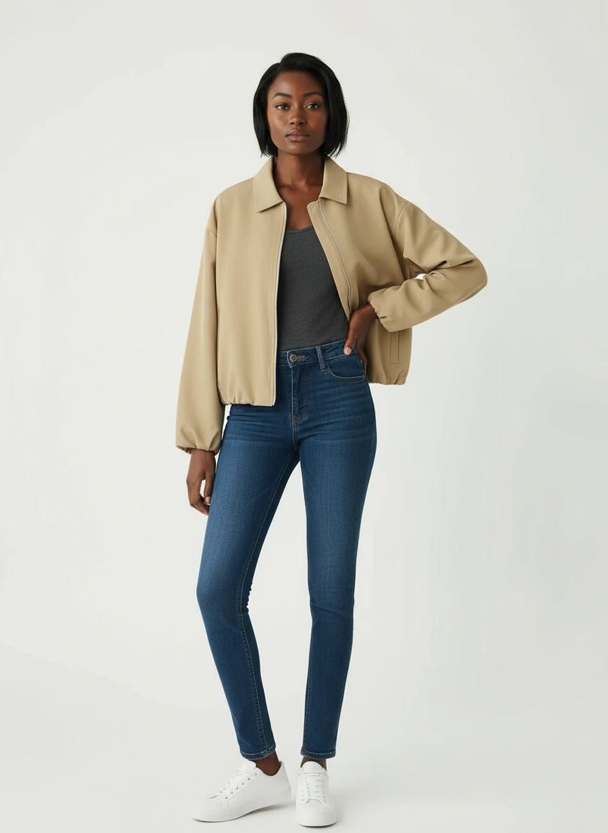 Women's Cropped Zip Jacket Polyester