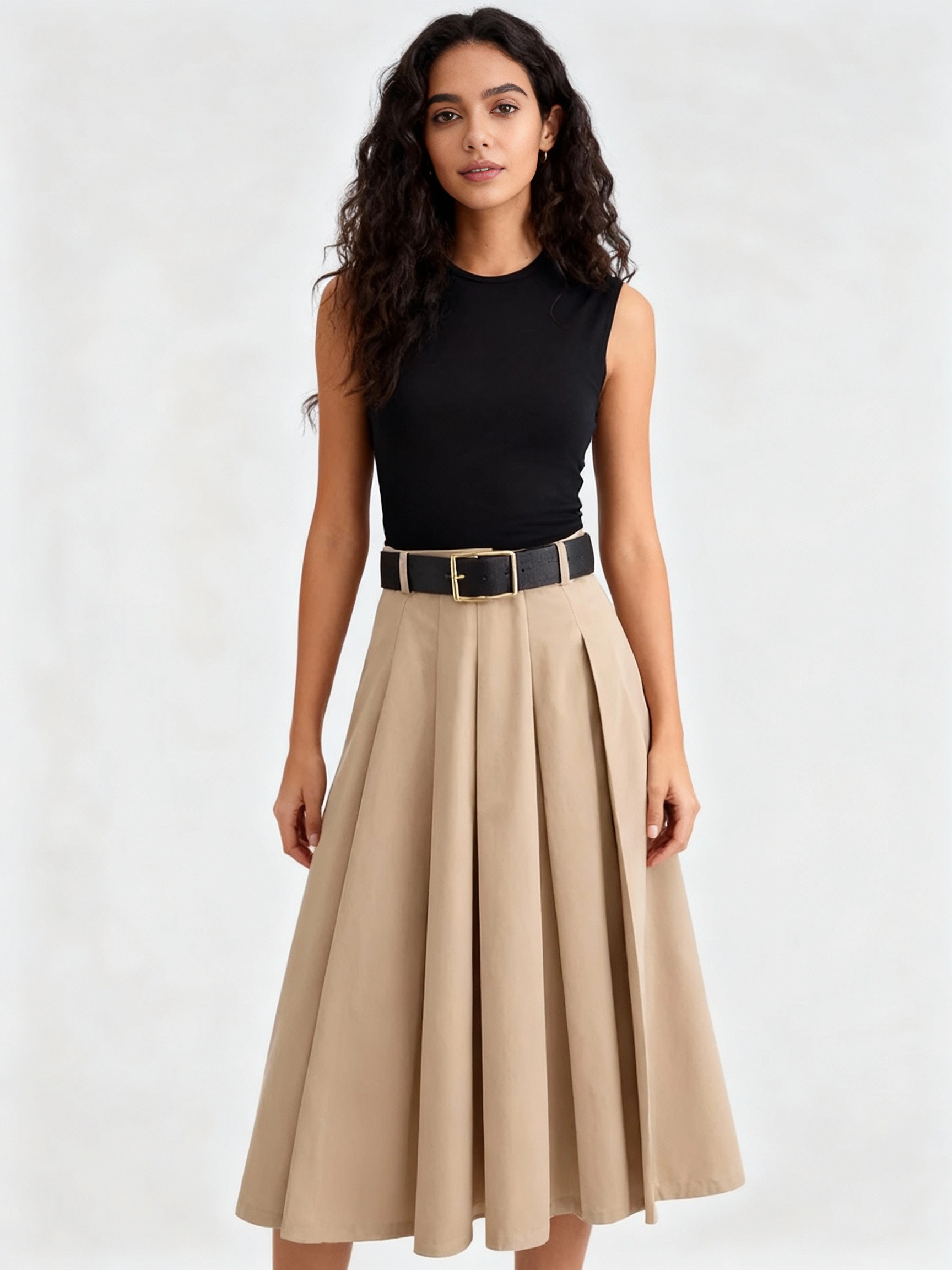 Women's Sleeveless Midi Pleated Dress