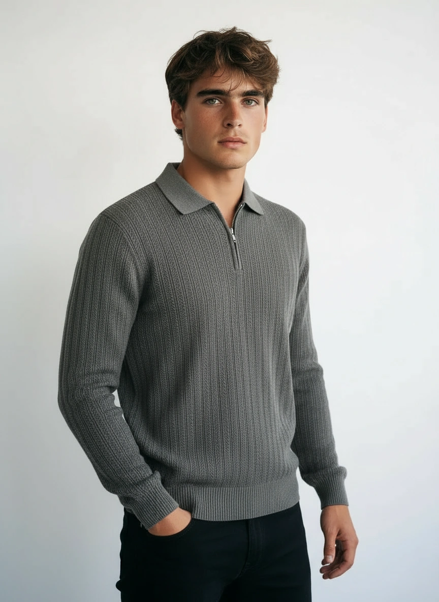 Men's Striped Polo Shirt Polyester