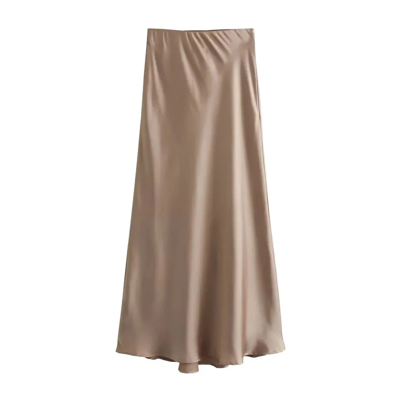 Women's Midi Satin Empire Skirt