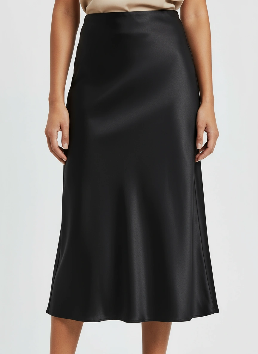 Women's Midi Satin Empire Skirt